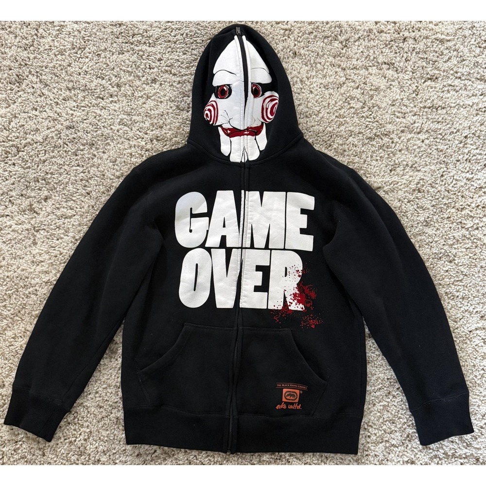 Ecko Unltd X Saw Hoodie Vintage Rare Full Zip 2009 Black Mask Men Small